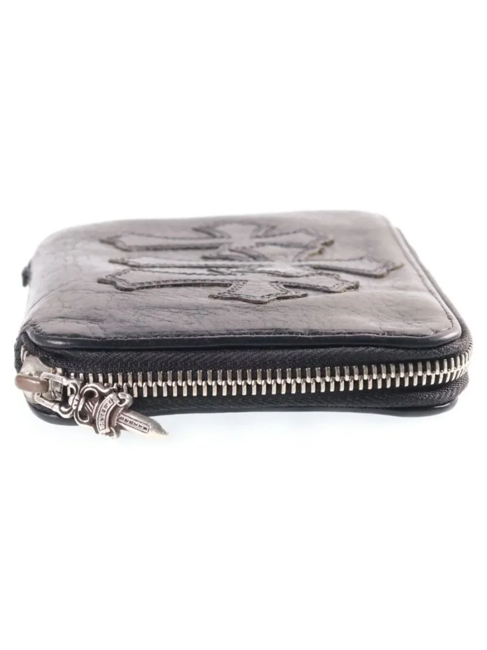 Chrome Hearts Bank Robber Leather Wallet Black with Cross Patch